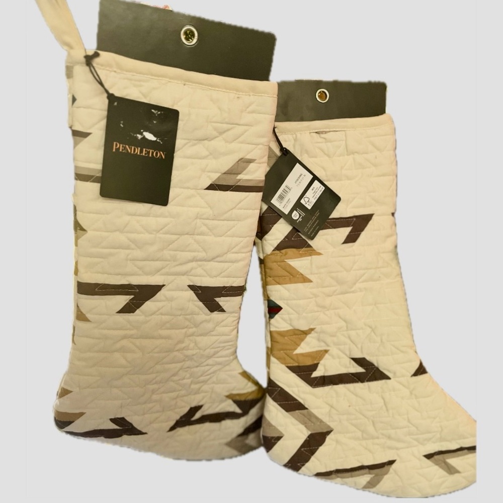Pendleton WHITE SHORES IVORY Quilted Aztec Stockings Set of two